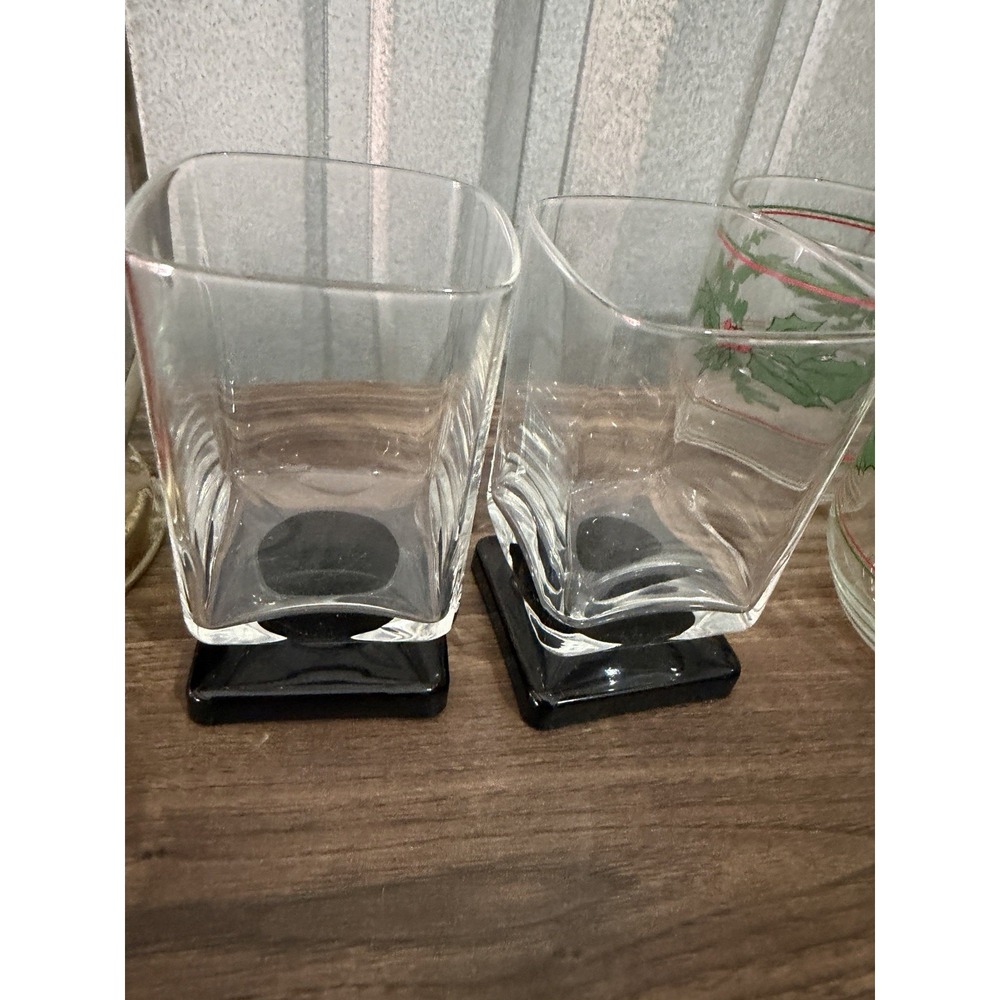 Set Of 2 Disaronno Branded Square Glasses With Black Base